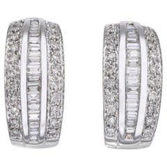18k Weißgold 1,01tcw Diamant-Reifenohrringe