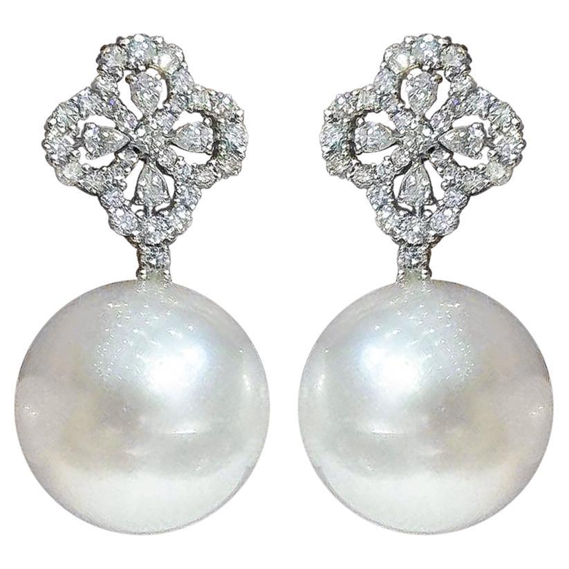 【Crown Radiance】Orchid Lace AAAA South Sea Pearl Diamond Earrings