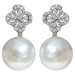 【Crown Radiance】Orchid Lace AAAA South Sea Pearl Diamond Earrings