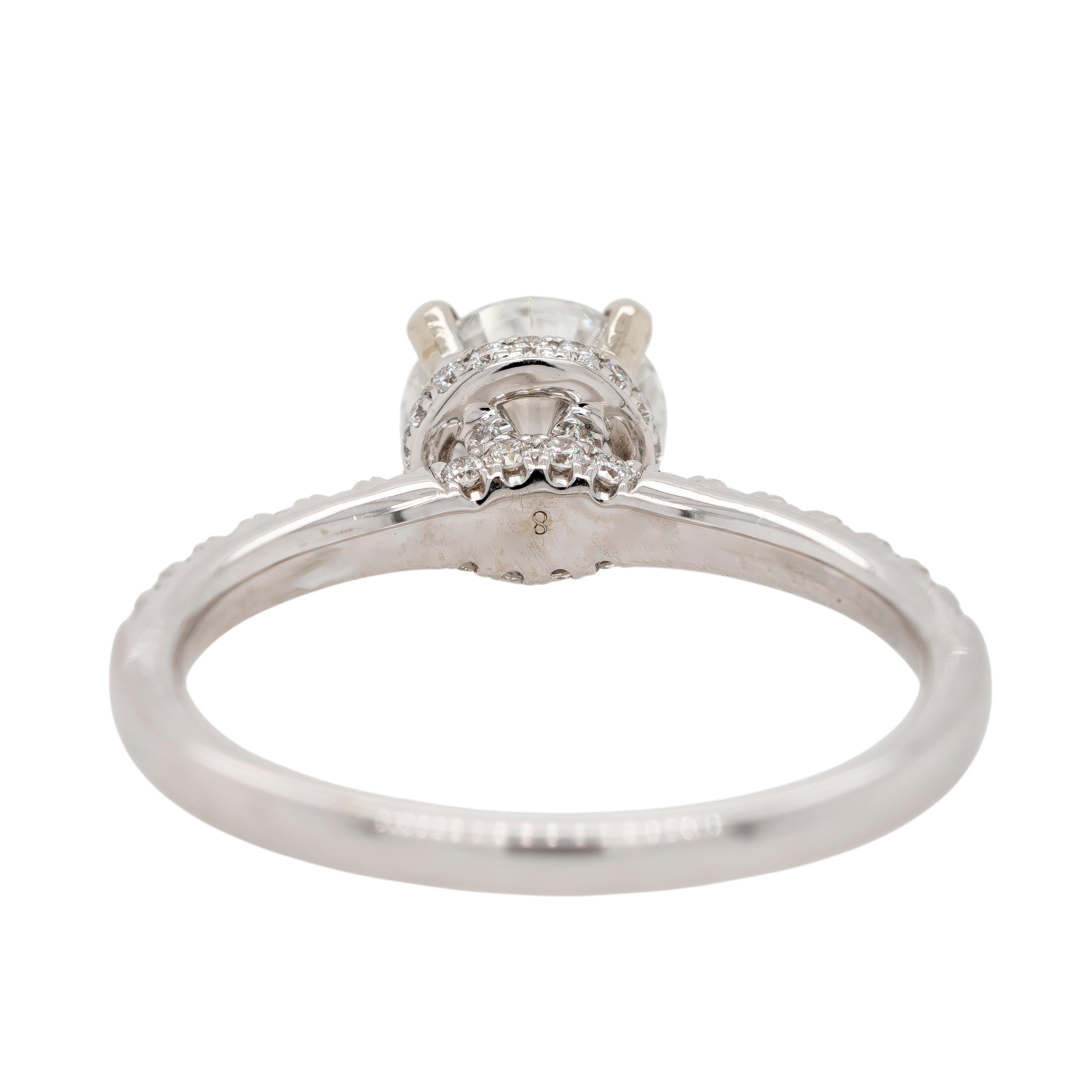 Anello in oro bianco 18k con diamante brillante rotondo H SI1 certificato GIA da 1,03 carati In condizioni ottime in vendita a Boca Raton, FL