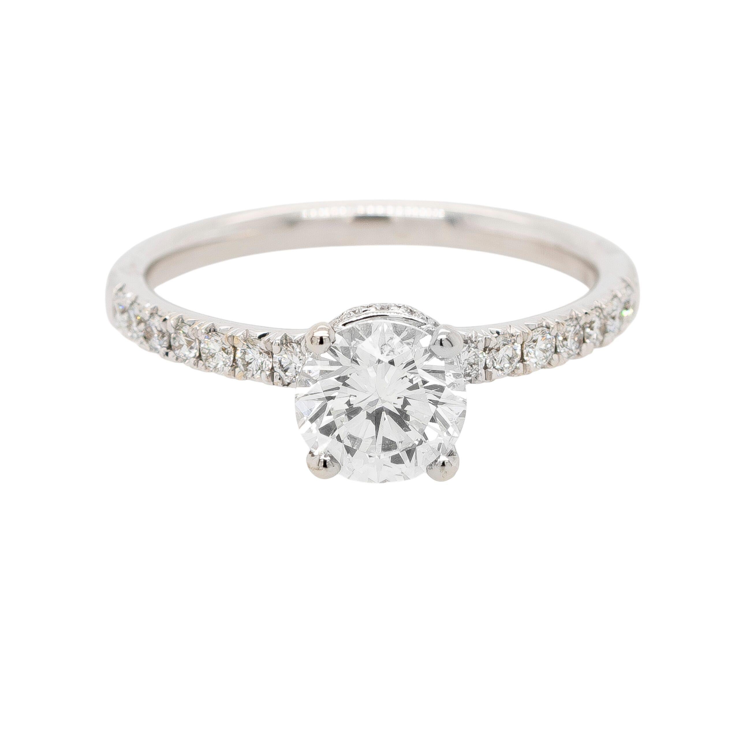 da uomo o donna Anello in oro bianco 18k con diamante brillante rotondo H SI1 certificato GIA da 1,03 carati in vendita