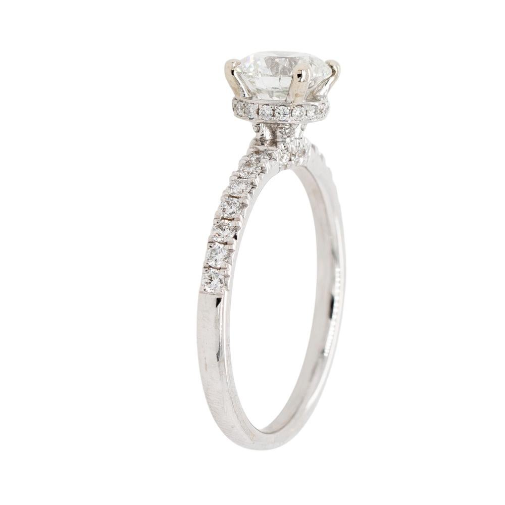 Anello in oro bianco 18k con diamante brillante rotondo H SI1 certificato GIA da 1,03 carati in vendita 2