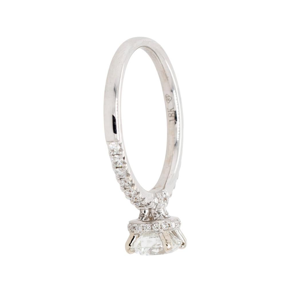 Anello in oro bianco 18k con diamante brillante rotondo H SI1 certificato GIA da 1,03 carati in vendita 3