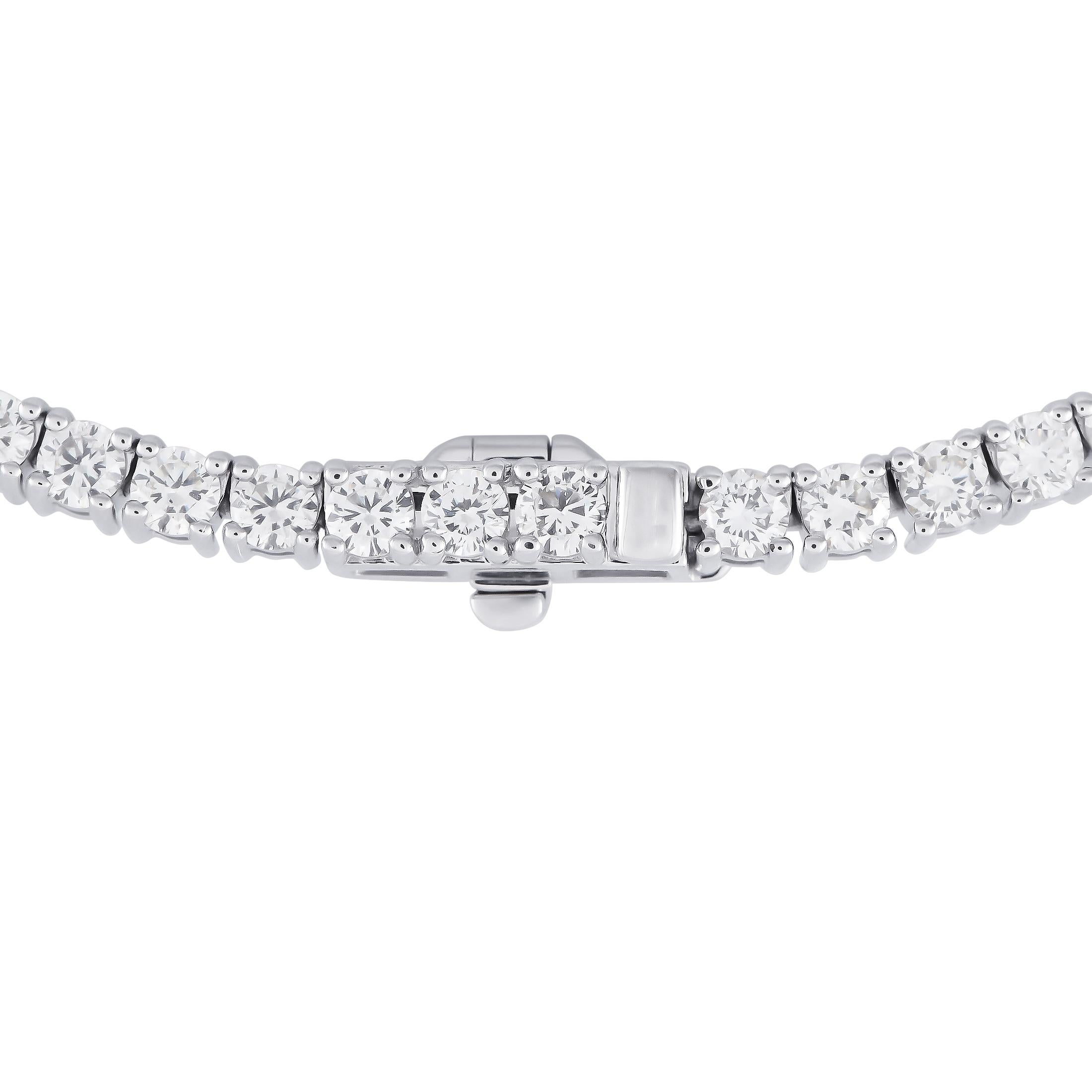 Round Cut 18K White Gold 10.47 ct Diamond Tennis Necklace