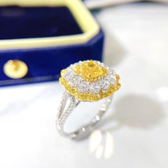 18K White Gold 1.05 CT Yellow Diamond Rose-Cut Diamond Cocktail Ring