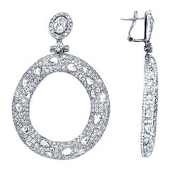 18 Karat White Gold 10.50 Carat Rose Cut Diamond Earrings