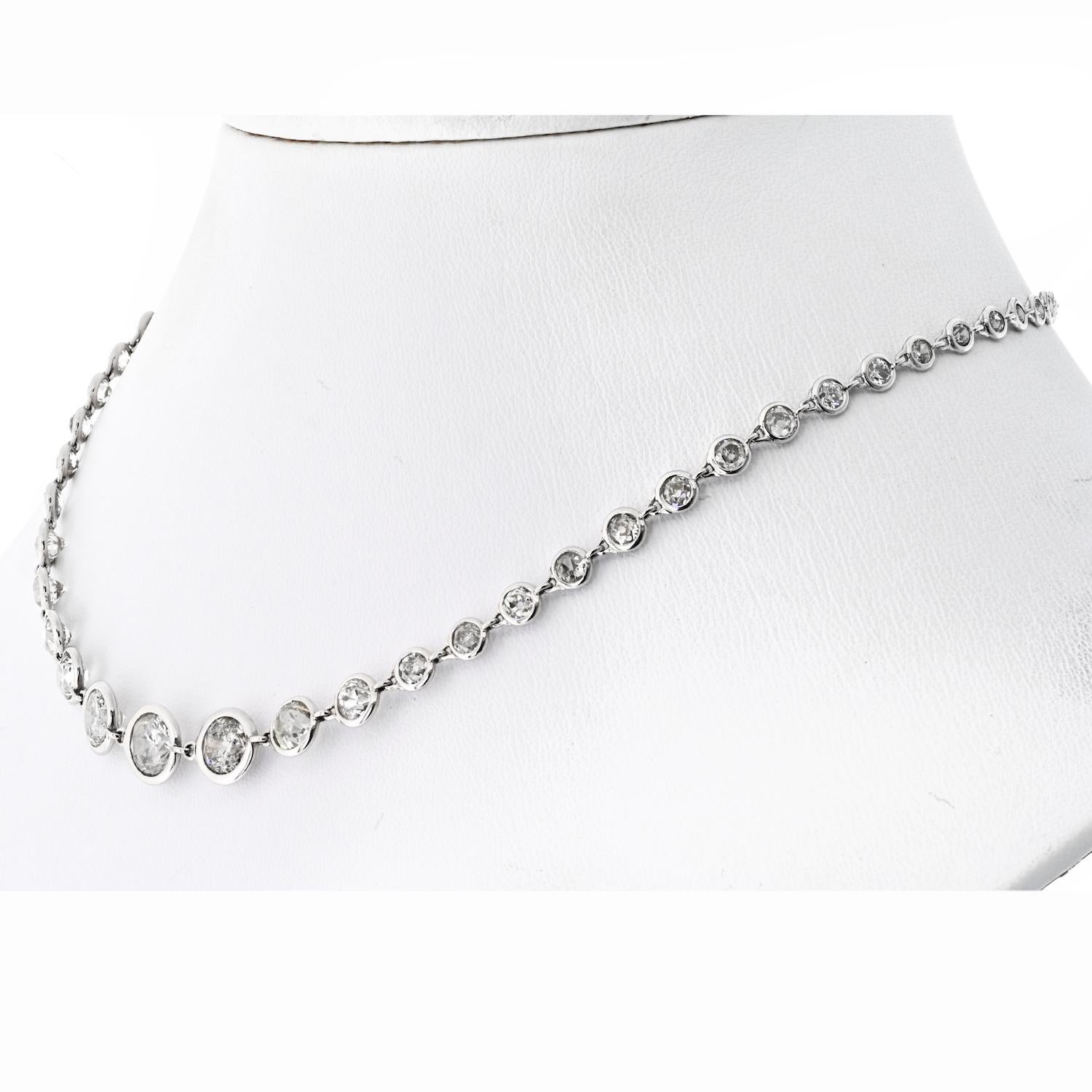 Modern 18K White Gold 10.58 Diamond Choker Necklace For Sale