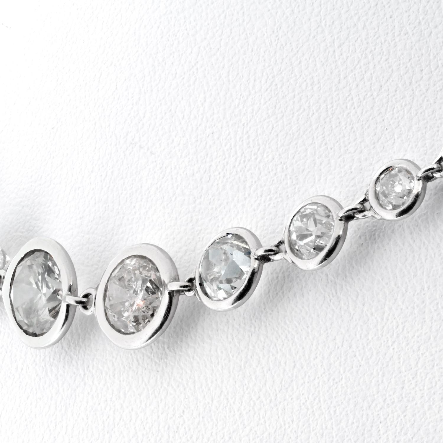 18K White Gold 10.58 Diamond Choker Necklace In Excellent Condition For Sale In New York, NY