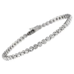 18K White Gold 1.05ct Diamond Round Basket Set Tennis Bracelet