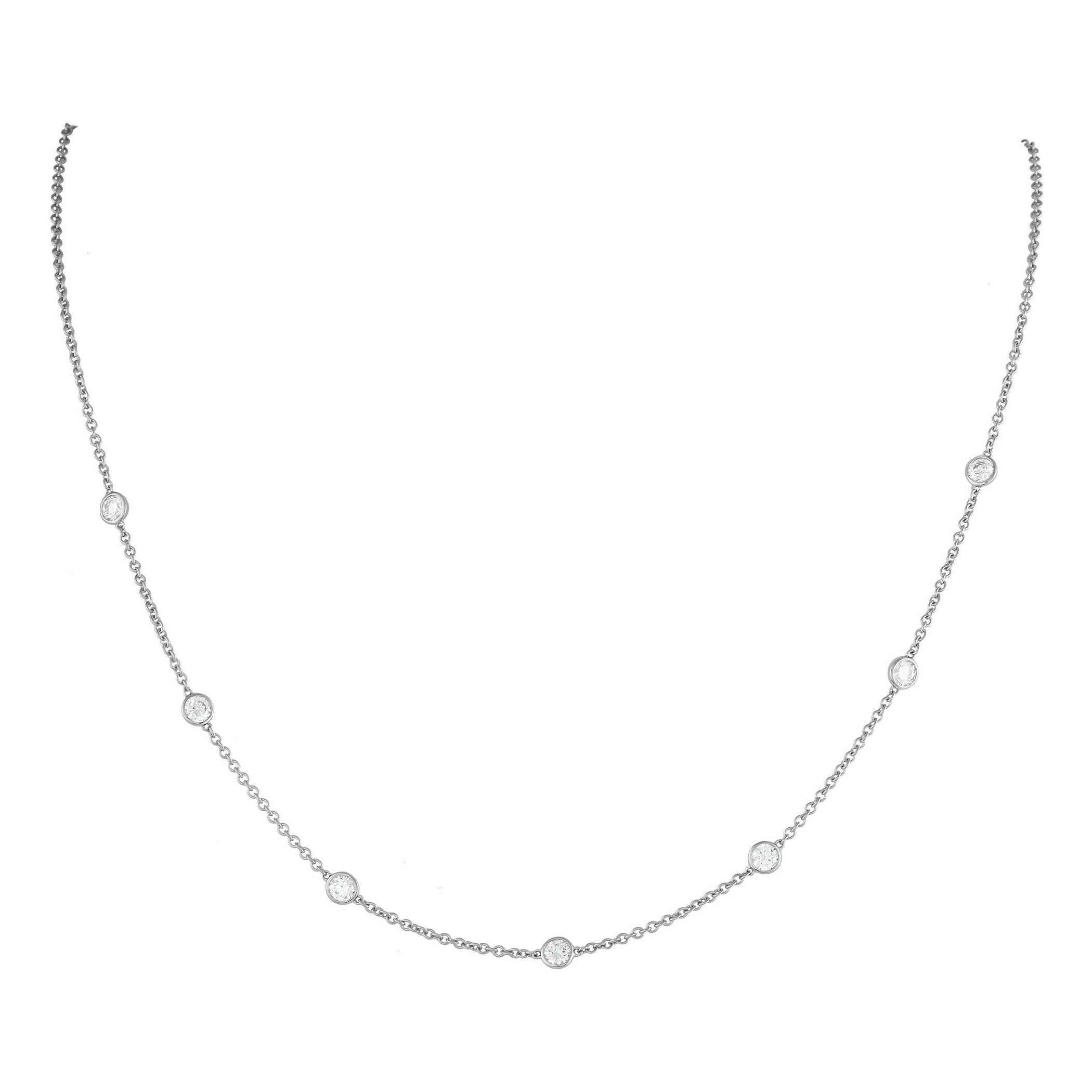 Collar de oro blanco de 18 quilates con estación de diamantes de 1,05 ct ANK-20142