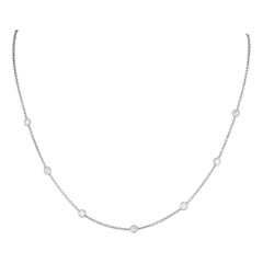 Collar de oro blanco de 18 quilates con estación de diamantes de 1,05 ct ANK-20142