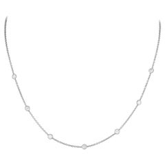 Collar de oro blanco de 18 quilates con estación de diamantes de 1,05 ct ANK-20145-1