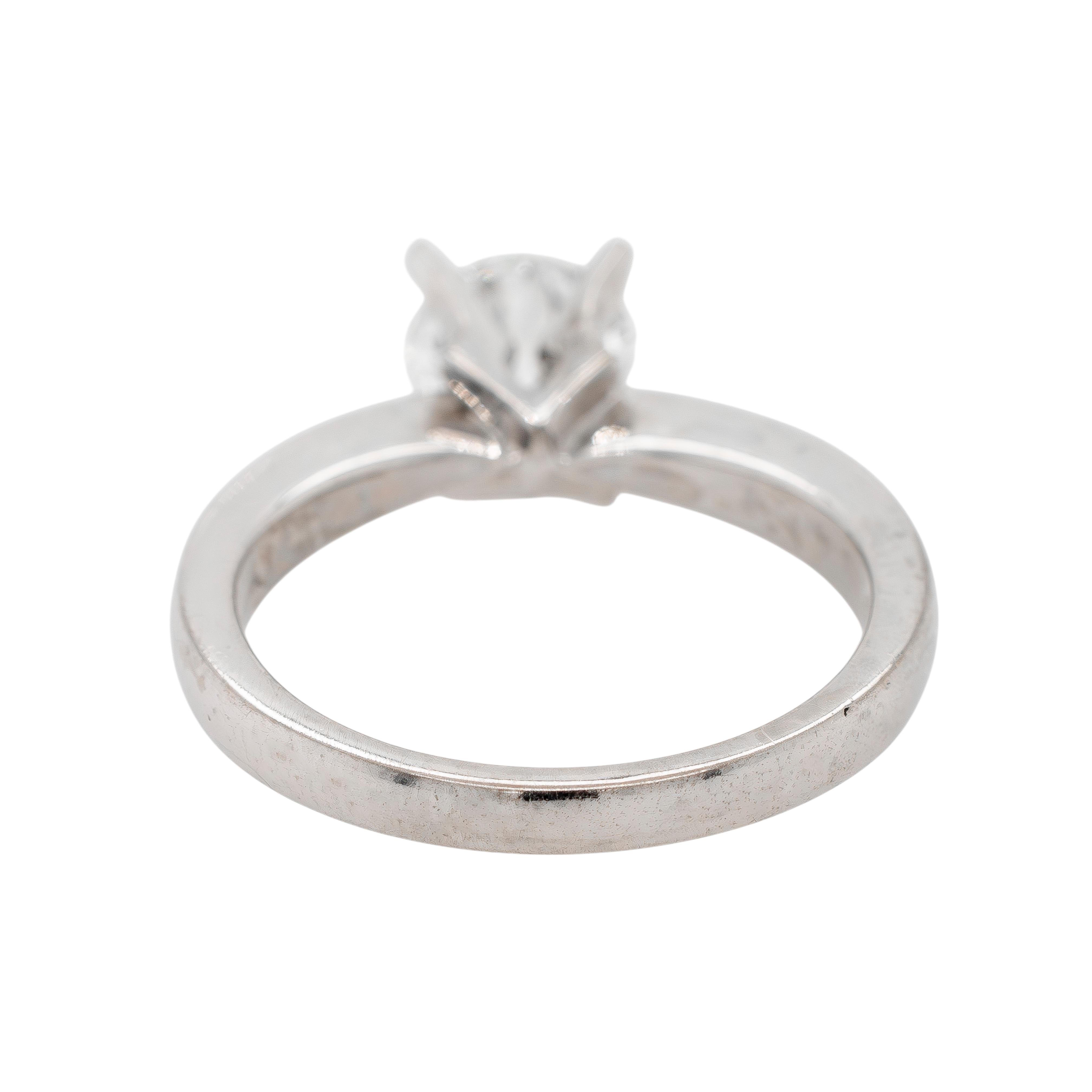 Women's or Men's 18k White Gold 1.05ct E VS1 Round Brilliant Diamond Engagement Ring For Sale
