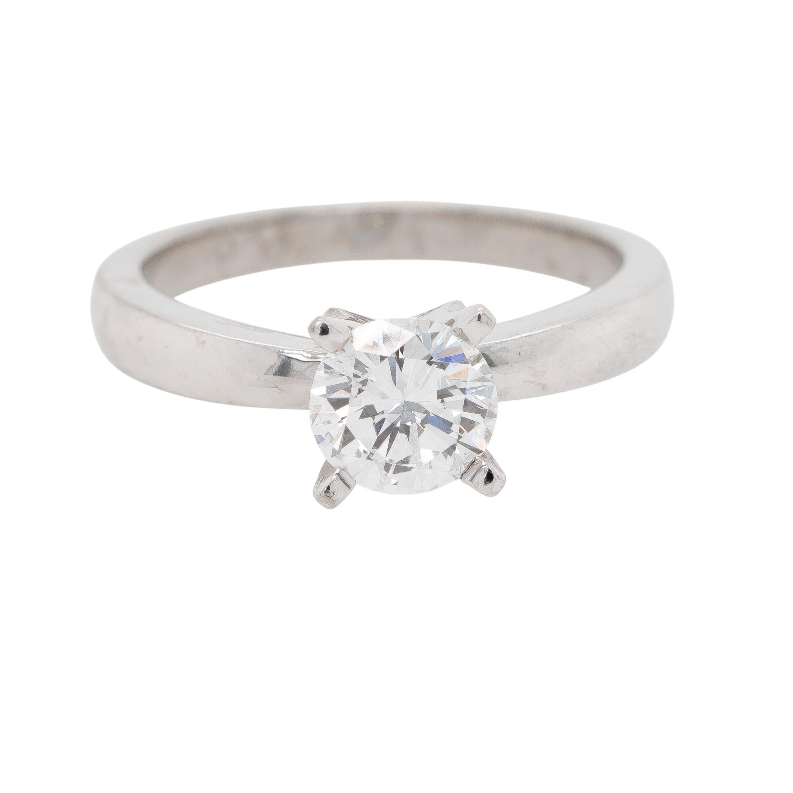 Anillo de compromiso de oro blanco de 18 quilates 1,05 ct E VS1 Diamante brillante redondo en venta 2