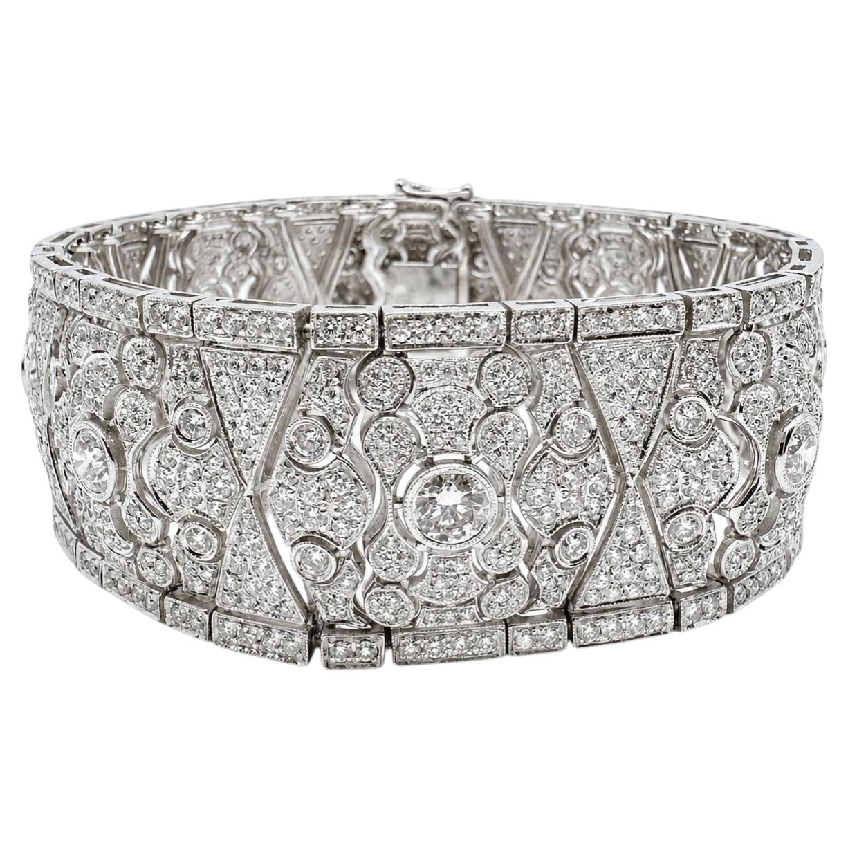 Pulsera de oro blanco de 18 quilates con un diamante de 10,60 quilates - 7 pulgadas
