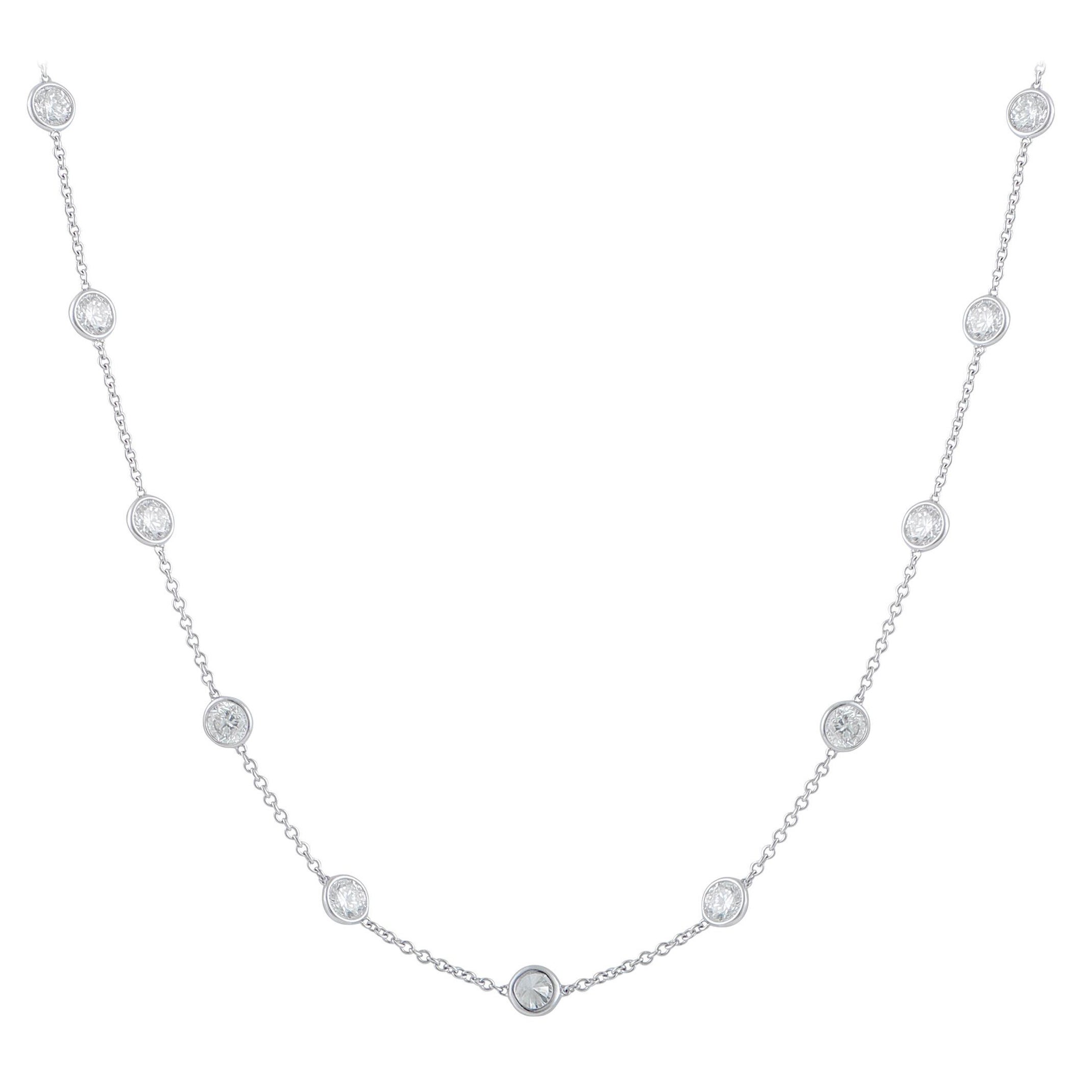 18K White Gold 10.60ct Diamond Station Necklace ANK-20158-1
