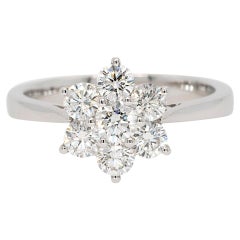 Anillo de oro blanco de 18 quilates con diamante natural flor brillante redondo de 1,06 ct