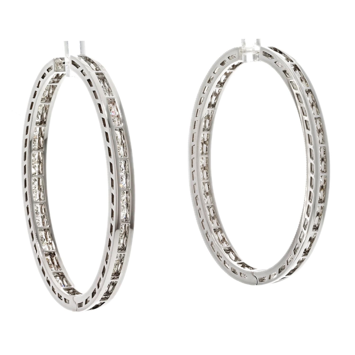 18 Karat Weißgold 10,71 Karat Diamant-Ohrringe mit Prinzessinnenschliff (Moderne) im Angebot