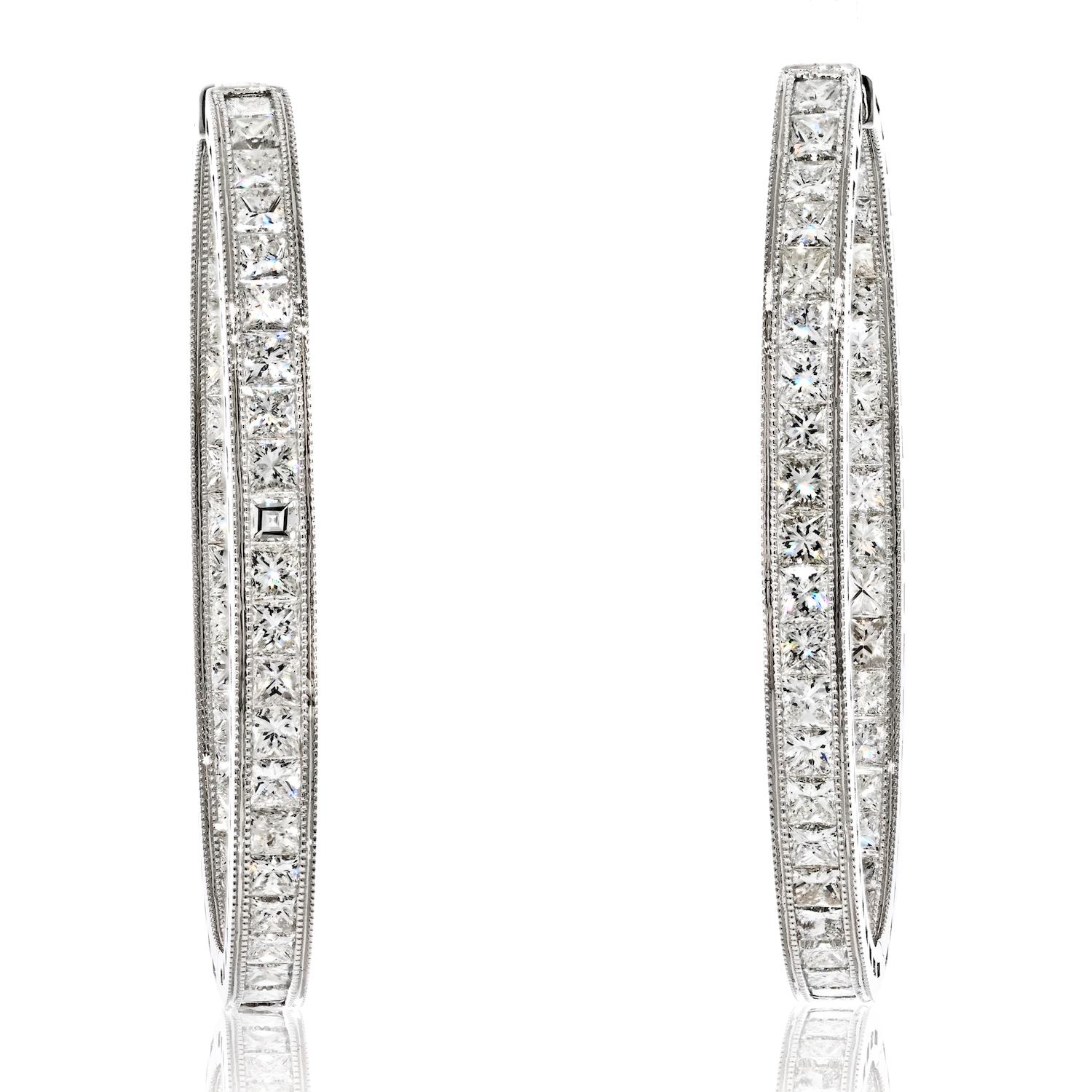 18 Karat Weißgold 10,71 Karat Diamant-Ohrringe mit Prinzessinnenschliff im Zustand „Neu“ im Angebot in New York, NY