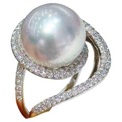 Bague orbit Aurora perle des mers du Sud et diamant