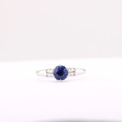 18K White Gold 1.07ct No-heat Ceylon Sapphire Diamond Ring