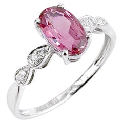 18K White Gold 1.08 CT Padparadscha Sapphire Ring with Diamonds
