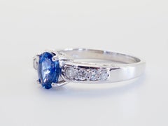 18K White Gold 1.08ct Oval Cornflower Blue Sapphire & 0.38ct Diamond Ring