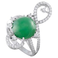 Anello in oro bianco 18K con diamante e giada da 1,0ct MF38-021026