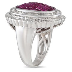 18K White Gold 1.0ct Diamond and Ruby Statement Ring MF05-012424