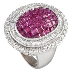 18K Weißgold 1,0ct Diamant und Rubin Statement Ring MF05-012424