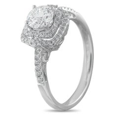 18K White Gold 1.0ct Diamond Double Halo Engagement Ring MF11-070826