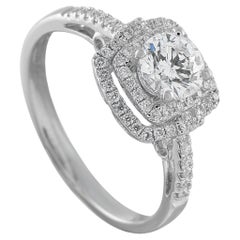 18K White Gold 1.0ct Diamond Double Halo Engagement Ring MF11-070826