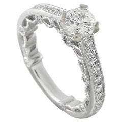 18K White Gold 1.0ct Diamond Milgrain Lace Engagement Ring MF09-070826