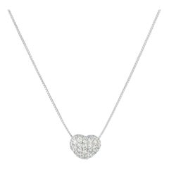 18K White Gold 1.0ct Diamond Pave Heart Necklace MF15-110525