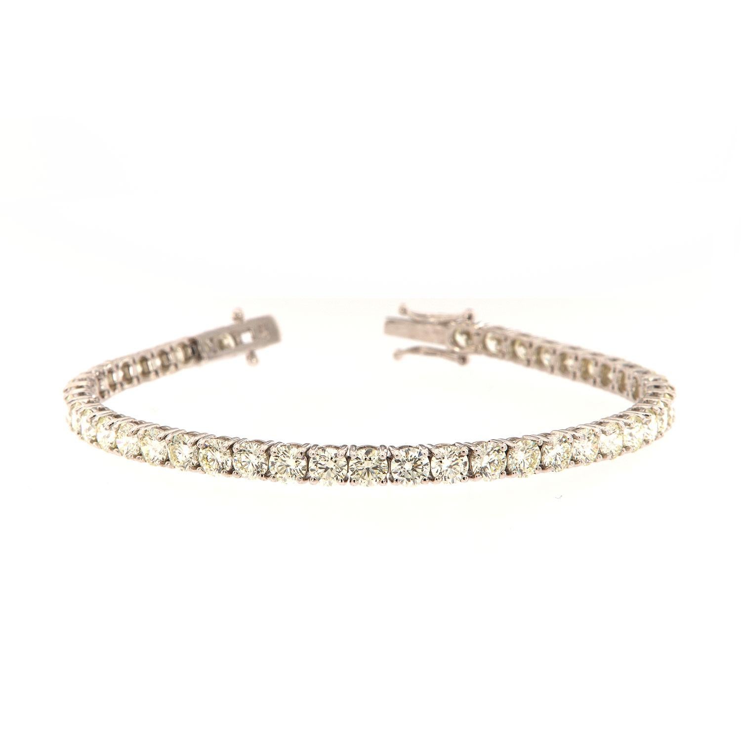 Bracelet tennis en or blanc 18 carats avec diamants de 11,03 carats en vente