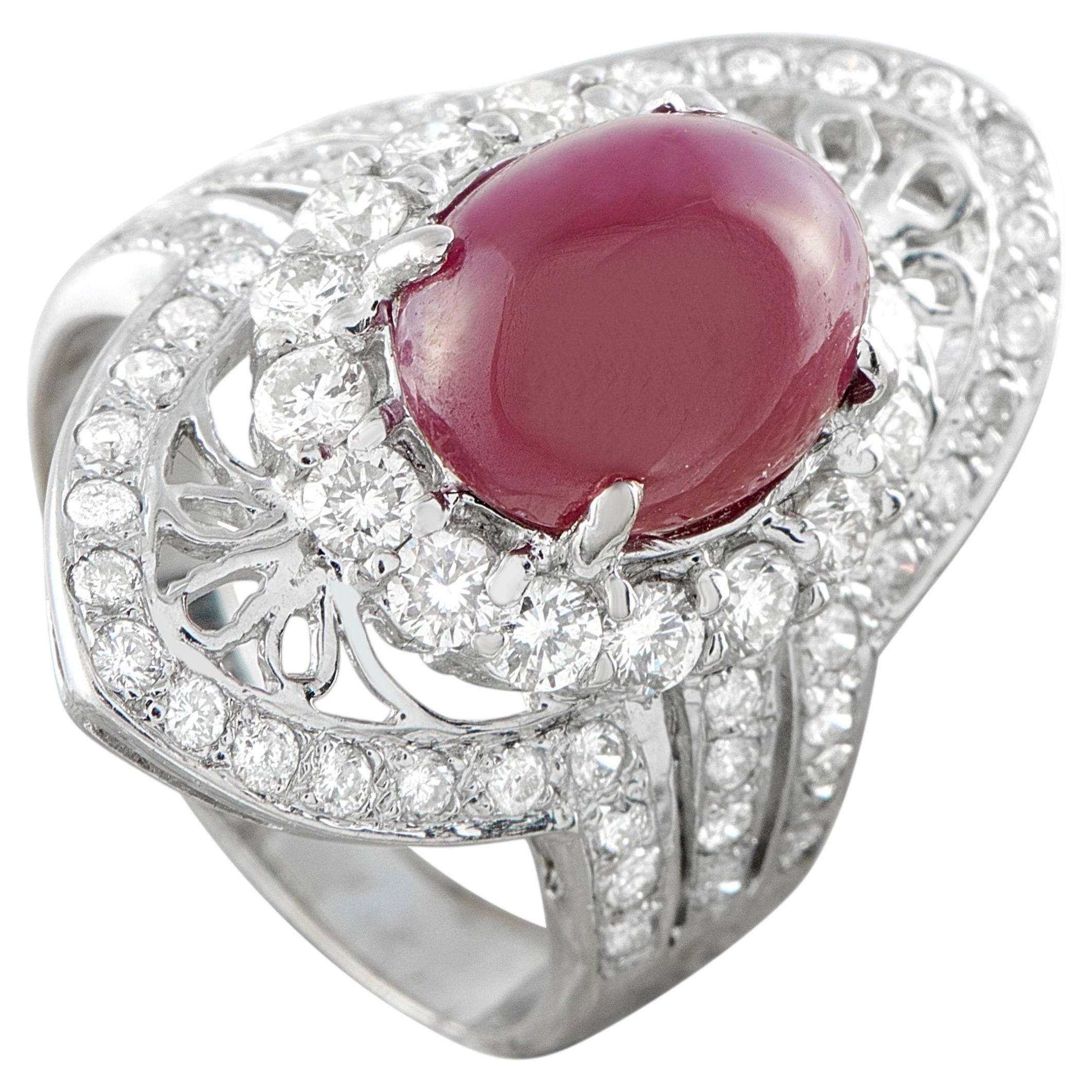 18K White Gold 1.10ct Diamond and Ruby Cocktail Ring MF21-062426