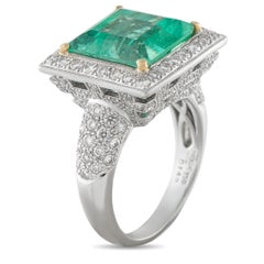 18K White Gold 1.10ct Diamond and Russian Emerald Ring MF07-021826