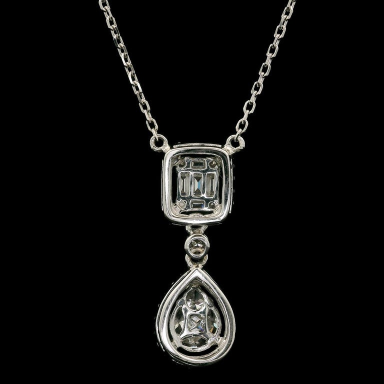 Collier Or Blanc Avec Pendentif Goutte Et Diamant - Occasion - Bijou Élégant
