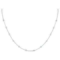Collar de oro blanco de 18 quilates con estación ovalada de diamantes de 1,10 ct ANK-20420