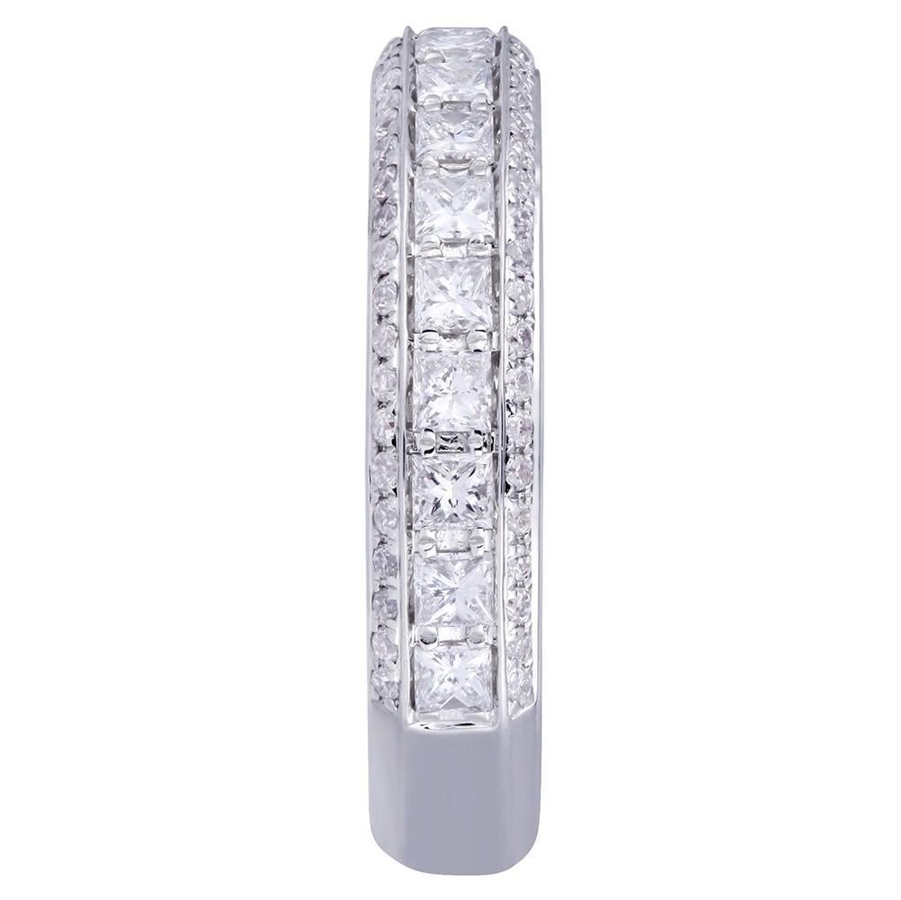 Modern 18 Karat White Gold 1.10 Carat Genuine Diamond Pave Ladies Ring