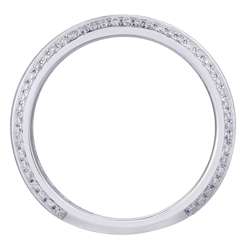 Round Cut 18 Karat White Gold 1.10 Carat Genuine Diamond Pave Ladies Ring