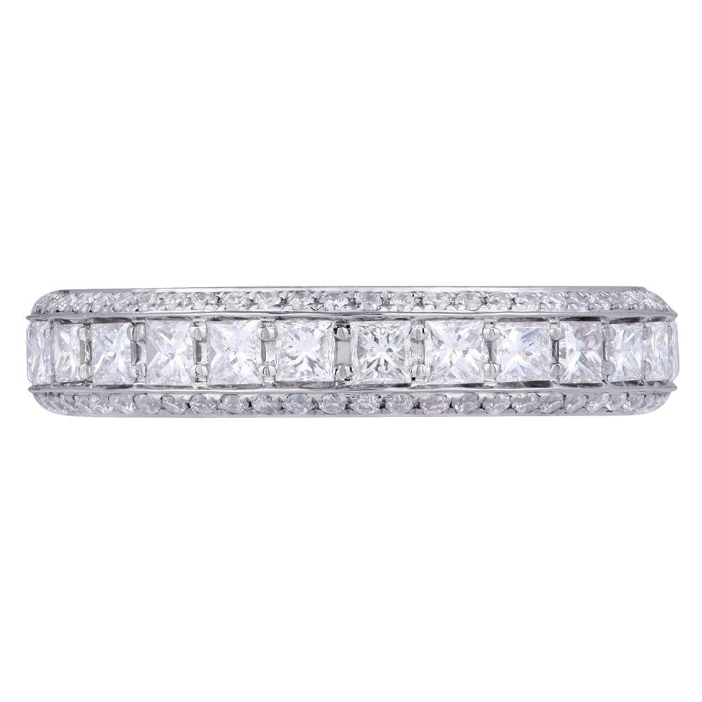 18 Karat White Gold 1.10 Carat Genuine Diamond Pave Ladies Ring
