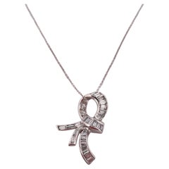 1.10ctw Diamond Ribbon Pendant & Chain Done in 18K White Gold