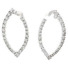 18K White Gold 1.11 Carat Diamond Drop Earrings Marquise Shaped