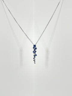 18K White Gold 1.11 CTW Sapphire and Diamond Pendant Necklace