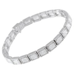 18K White Gold 11.30ct Emerald-Cut Diamond Line Bracelet ALB-19426-1