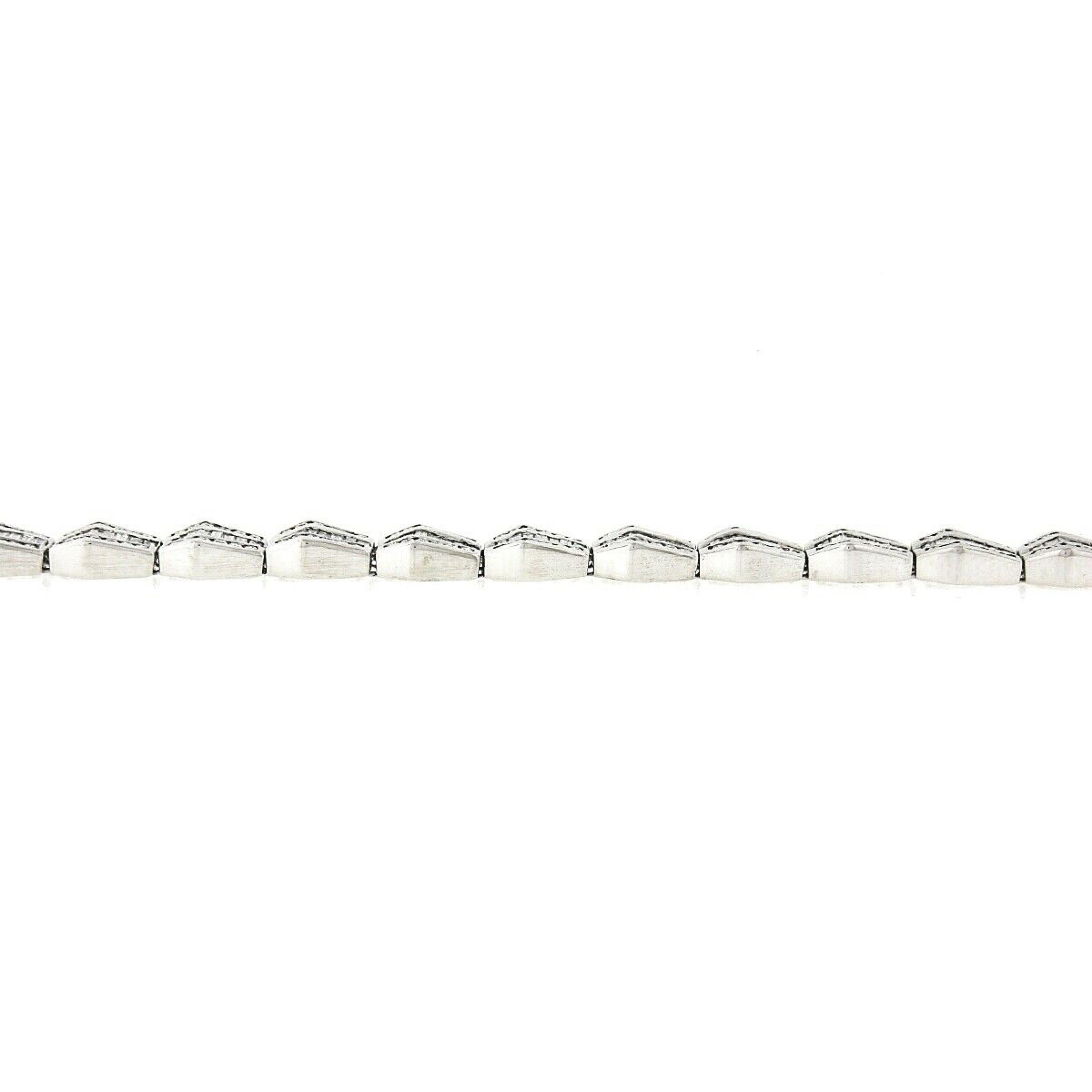 Baguette Cut 18K White Gold 11.30ctw Baguette Round Channel VVS F Diamond Wide Link Bracelet For Sale