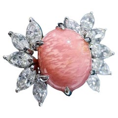 【Conchéa】Empress Flamme Muschel Perle & Marquise Diamant Halo Ring - 5.07ct