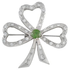 18K White Gold 1.15ct Diamond and Demantoid Clover Brooch MF65-021826