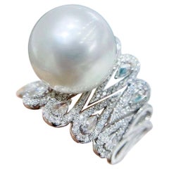 【Crown Radiance】Lightning Grace Aurora South Sea Pearl & Diamond Statement Ring